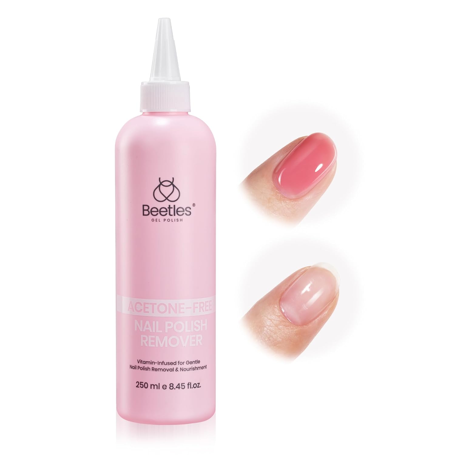 Beetles Non Acetone Nail Polish Remover - 0.67Fl Oz/20ML Nourishing Formula Acetone Free Nail Polish Remover - Non-Drying - Professional Quick and Gentle Removal for Natural Damaged Nails-BrightBean Baby