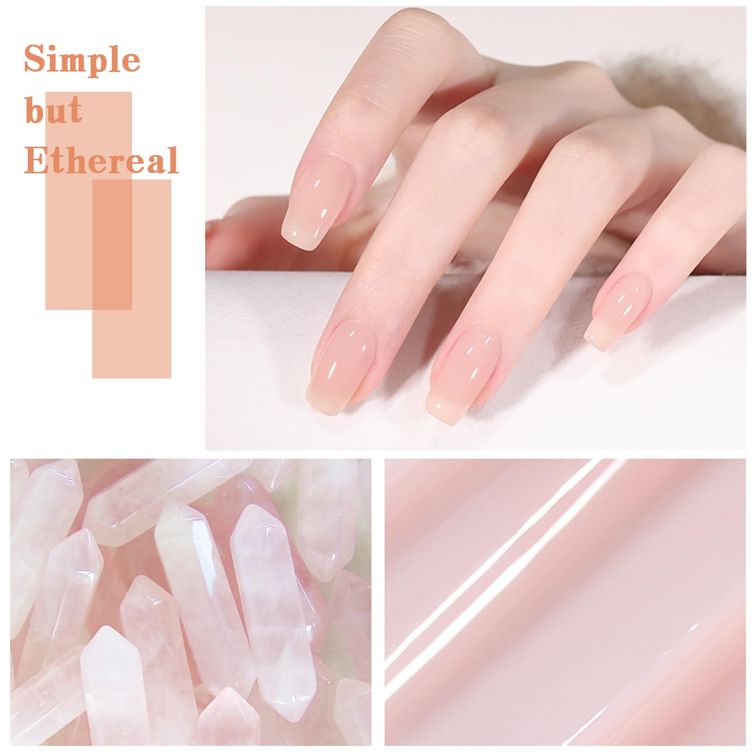 Jelly Nude Gel Nail Polish Set 10Pcs Neutral Skin Color Rose Maple Red Shimmer Gel Polish Kit Semi-Transparent Nail Polish Fall Nail Gel UV LED Soak Off Home DIY 7ml-BrightBean Baby