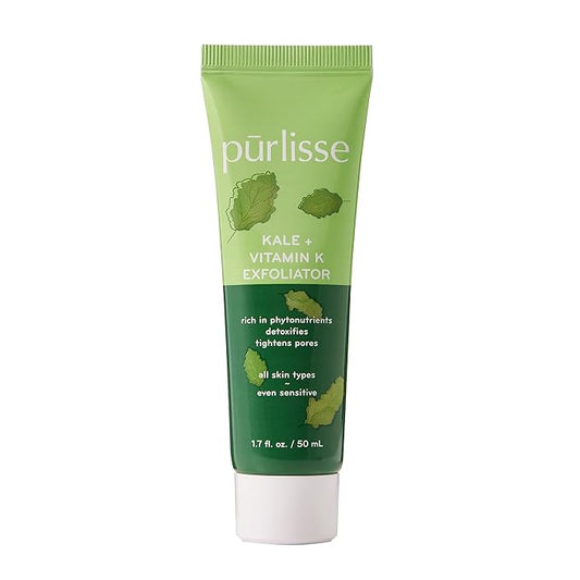 pürlisse Kale + Vitamin K Face Exfoliator Scrub - Exfoliating Face Wash for Detoxifying & Pore Tightening - Packed with Antioxidants for Smooth, Radiant & Youthful Skin (1.7 Fl oz)-BrightBean Baby