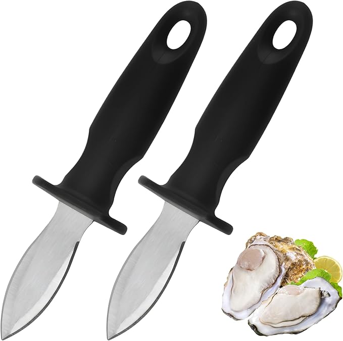 Oyster Knife Shucker Oyster Shucking Tool Perfect for Opening Clams, Mussels, Scallops, Shellfish Ideal for Home Kitchens, Raw Bars & Chefs（2 Pack）