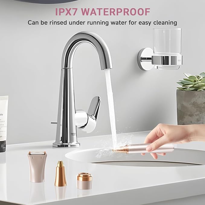 Electric Eyebrow Trimmer, 3 in 1 Facial Hair Remover for Women, Waterproof Rechargeable Hair Shaver for Face Eyebrow Leg Bikini Nose, Painless Facial Razor Epilators with 3 Guide Combs-BrightBean Baby