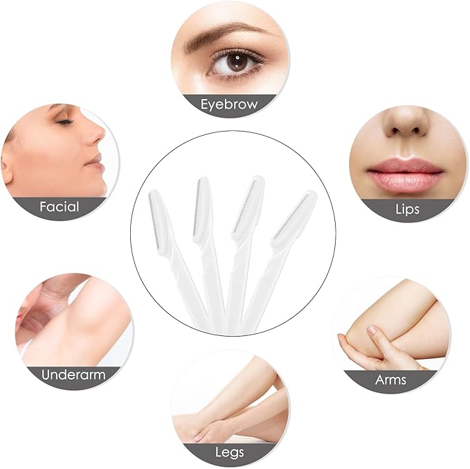 6 Pcs White Eyebrow Razor, Face Razors Multipurpose, Facial Razors for Women Men, Eyebrow Trimmers Shaver with Protective Cover, Dermaplaning Tools for Face Body Use, Facial Hair Removal Tools-BrightBean Baby