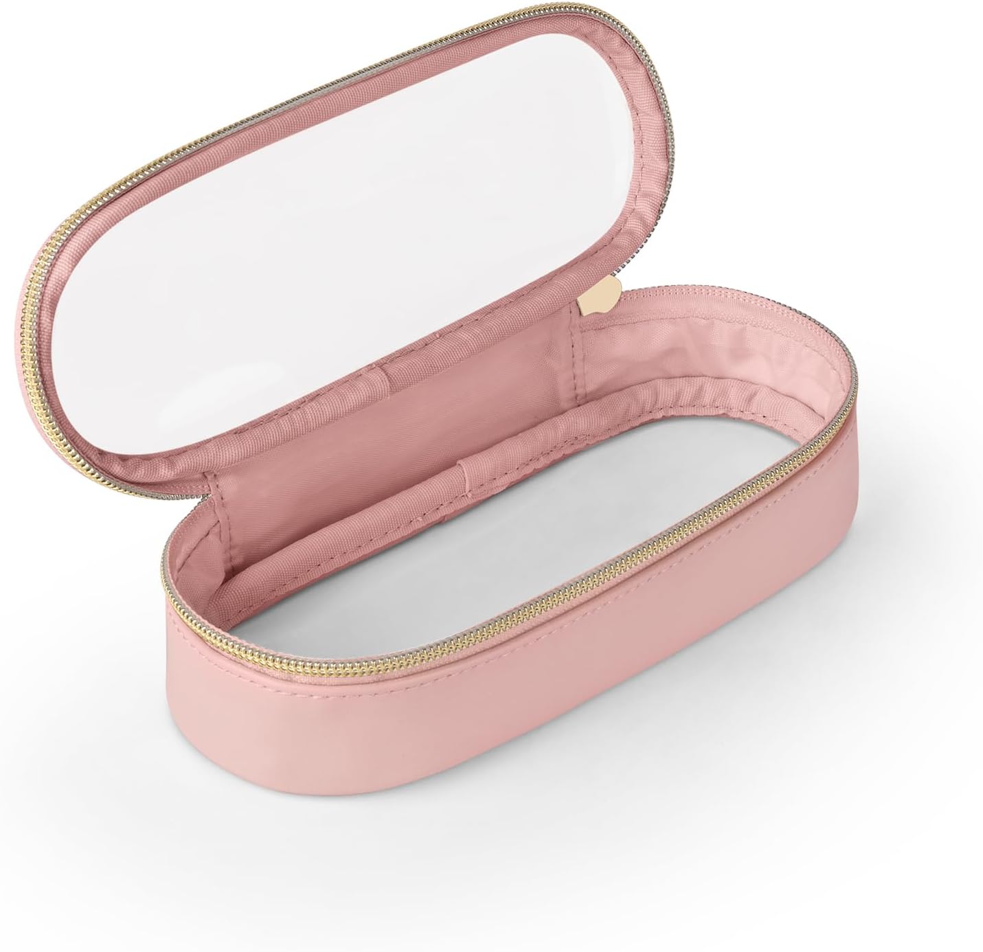 Clear Travel Makeup Brush Holder, Leather Makeup Brush Toiletry Bag, Portable Cosmetic Brush Case, Transparent Waterproof Makeup Brush Storage Bag, Pink-BrightBean Baby