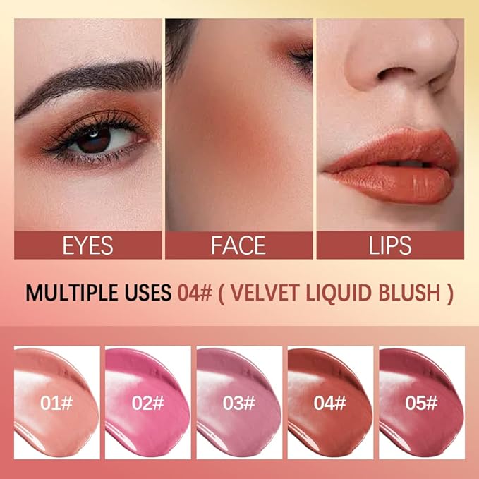 2 Colors Liquid Blush,Soft Cream Face Blush, Dewy Cheek Tint, Long Lasting Natural Matte Finish Looking,Moisturizing Lightweight Blendable Feel (02-HAPPY / 04 - LOVE)-BrightBean Baby