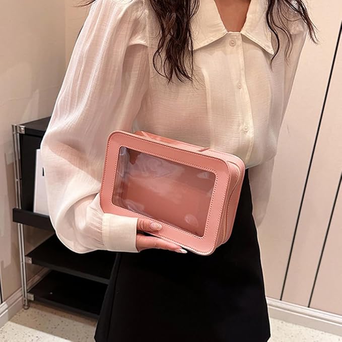 Clear Makeup Bag Small, TSA Approved Portable Toiletry Bag with Zipper Cosmetic Travel Bag Makeup Organizer Case Mini Makeup Pouch for Purse Car Organizer Bag for Women Men-BrightBean Baby