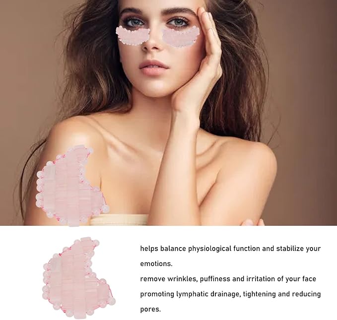 2Pcs Jade Eye Mask, Jadestone Eye Patch, Rose Quartz Anti Aging Eye Pad Sleep Eye Pad to Eliminate Wrinkles, Puffiness & Irritation (Reusable)-BrightBean Baby