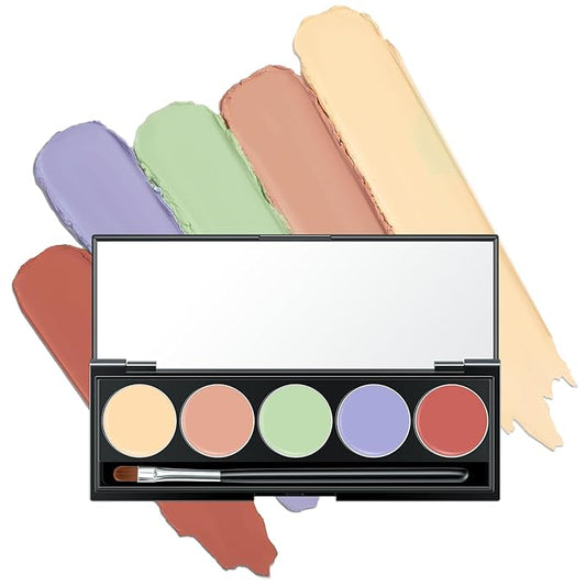 5 In 1 Multi-Use Correcting Concealer Palette,Waterproof Long Lasting Contour Palette,Professional Creamy Concealer Kit for Women,Easy to Create Full Coverage and Natural Finish.#6-BrightBean Baby