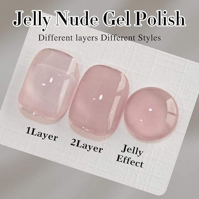 Double Rhythm Translucent Gel Polish Sheer Neutral Natural Light Milky Same Color Same Bottle 15ML Jelly Nail Polish Nail Art DIY at Home (Milky Nude Purple-A1414)-BrightBean Baby