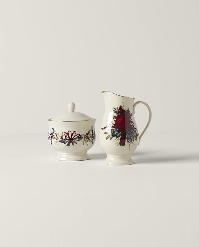 Lenox 847266 Winter Greetings Sugar & Creamer Set, Christmas & Holiday Hosting