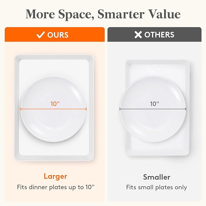 Lifewit Plastic Serving Tray for Party Supplies, 16" x 12" White Trays for Serving Food, Reusable Large Platter for Buffet, Fruit, Dessert, Snack, Veggie, Kitchen and Outdoor Use, Rectangle, 8 Pcs