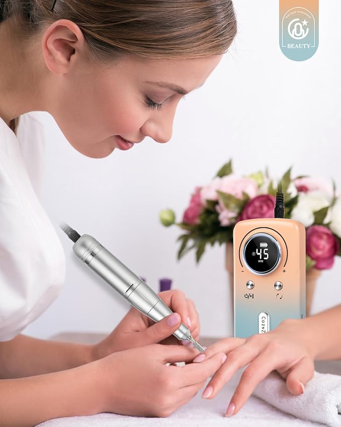 CozyZen Cordless Nail Drill Professional: 45000 RPM Rechargeable Electric Nail File Kit, Portable & Low Noise for Acrylic, Gel Nails, Manicure & Pedicure - Salon & Home Use-BrightBean Baby