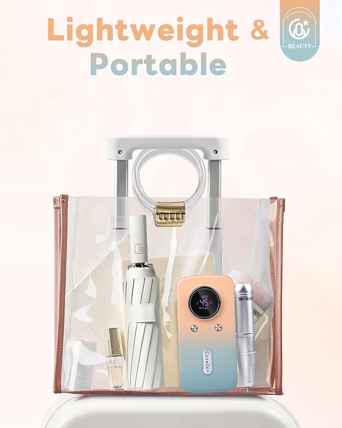 CozyZen Cordless Nail Drill Professional: 45000 RPM Rechargeable Electric Nail File Kit, Portable & Low Noise for Acrylic, Gel Nails, Manicure & Pedicure - Salon & Home Use-BrightBean Baby