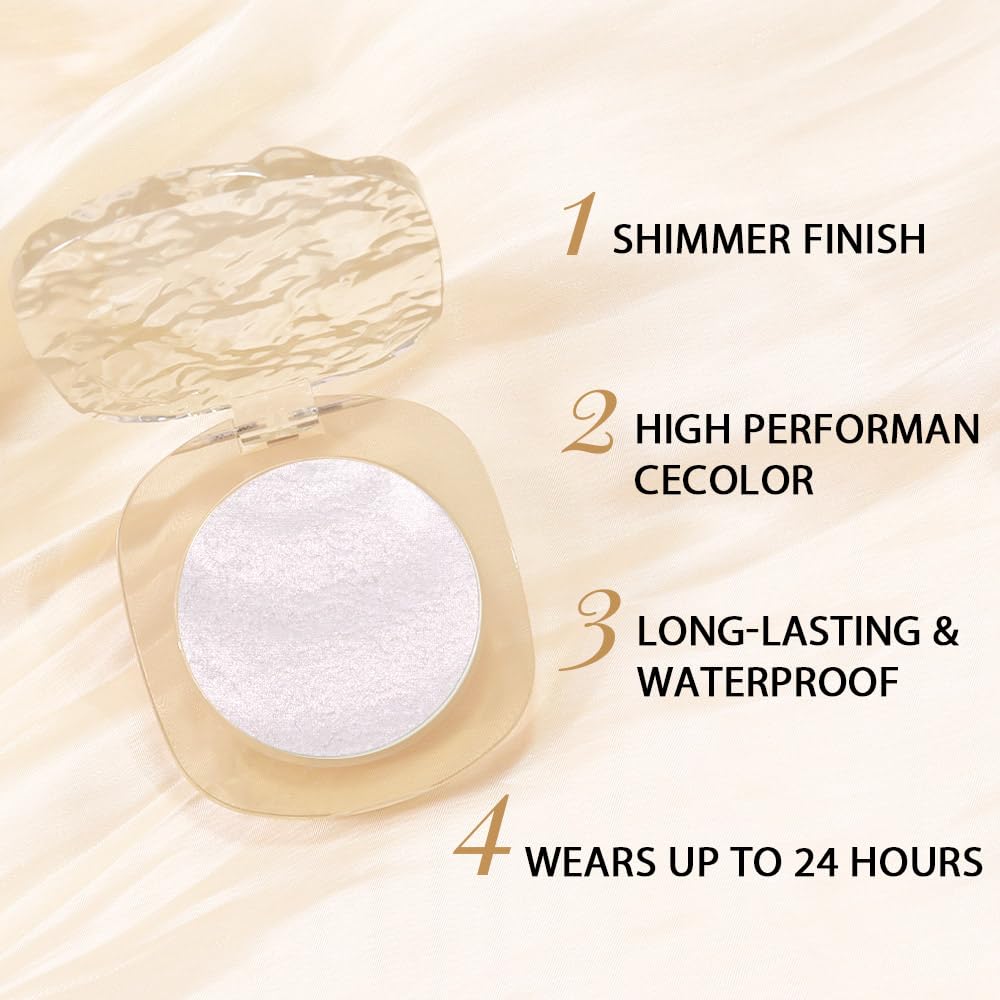 Light Pink Shimmer Glitter Sparkling Monochrome Eyeshadow Palette,Metallic Single Eye Shadow Palette for Older Women,Long Lasting Naturing-Looking Eye Makeup-BrightBean Baby