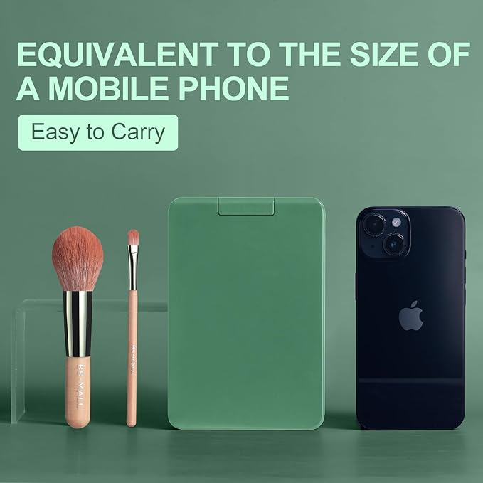 BS-MALL Travel Makeup Brush Set Foundation Powder Concealers Eye Shadows Makeup Set with LED light Mirror 14 Pcs (Green)-BrightBean Baby