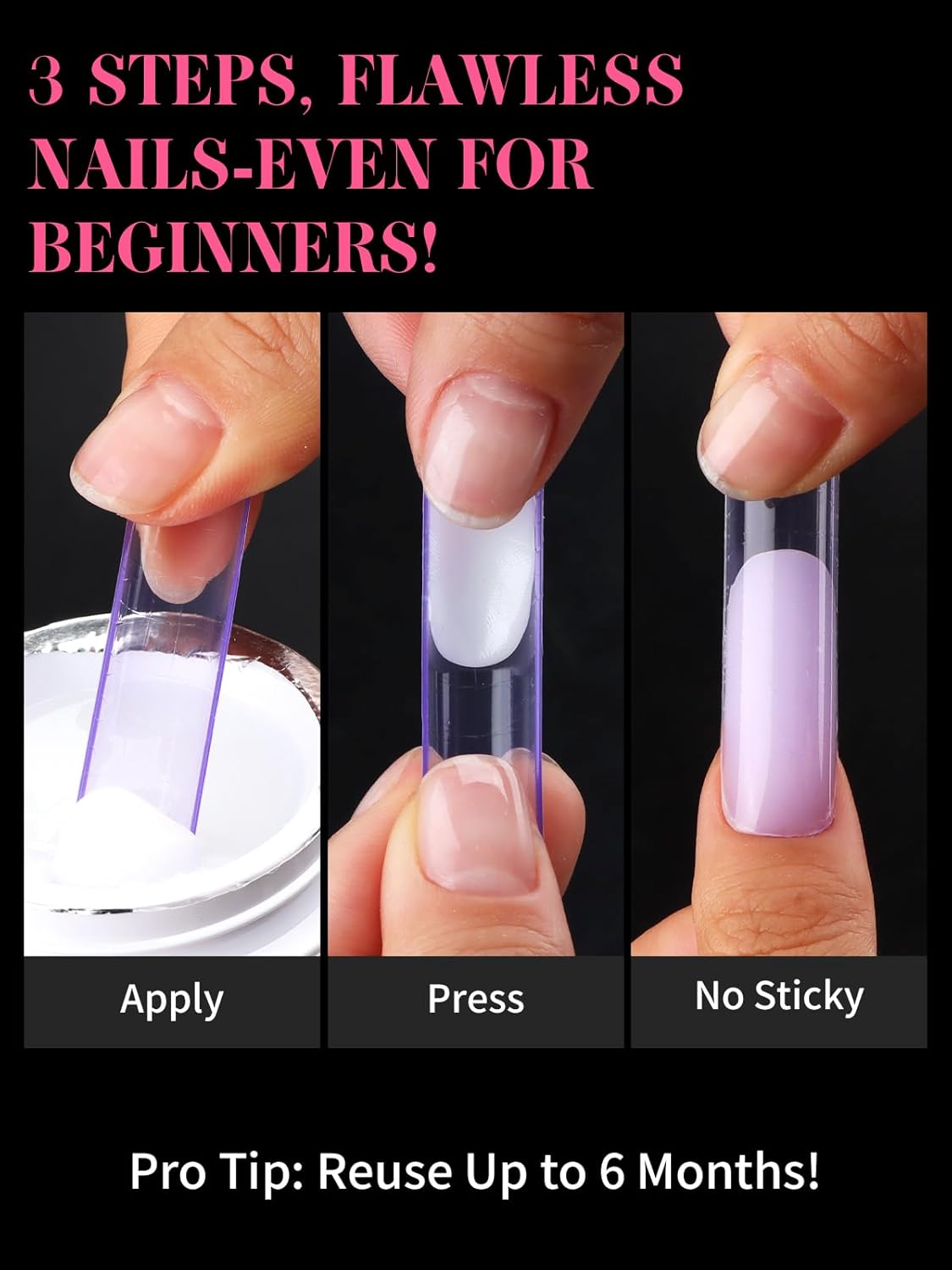 EBANKU Dual Nail Forms for Poly Extension Gel, 120 PCS Purple Square Nail Molds Reusable 12 Sizes Nail Extension Forms for Builder Gel Manicure Design Salon DIY-BrightBean Baby