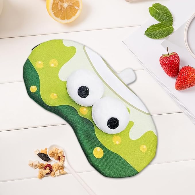 PERFECTSIGHT Sleep Eye Masks, Cute Plush Sleep Eye Cover Lightweight Adjustable Eyeshade Faux Fur Mask Cover for Women Men Sleep Travel Nap, Bubble Tea-BrightBean Baby