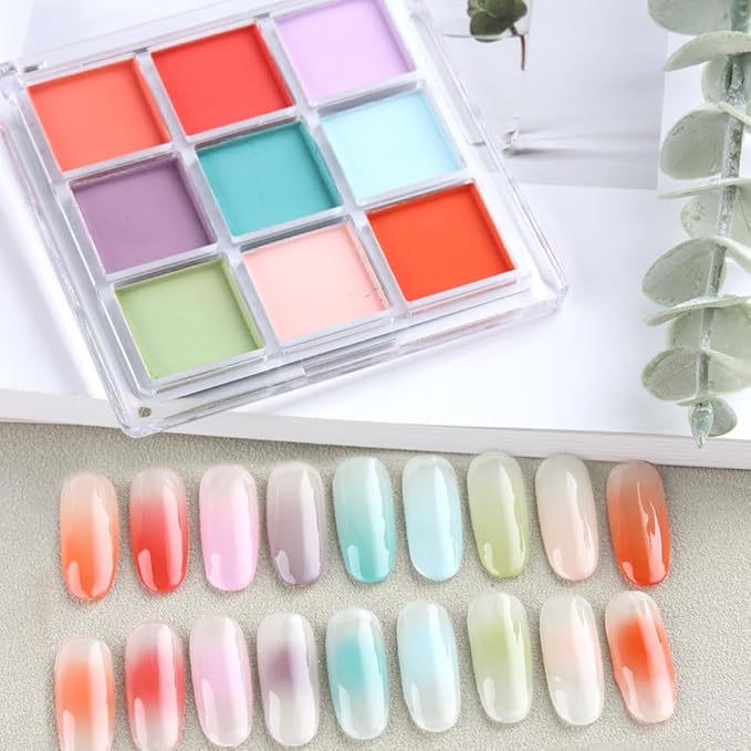 18 Colors Neon Phosphor Solid Pigment Powder Set for Ombre Nails, Fluorescent Nail Pigment Glitter Iridescent Rubbing Dust with Nail Ombre Brush for Gradient Nail Art Manicure DIY Accessories-BrightBean Baby