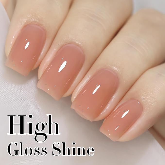 Double Rhythm 0.50 OZ Translucent Gel Polish Same Color Same Bottle Sheer Pastel Neutral Natural Milky 15 ML Jelly UV Nail Art DIY at Home (Light Orange Pink-A1497)-BrightBean Baby
