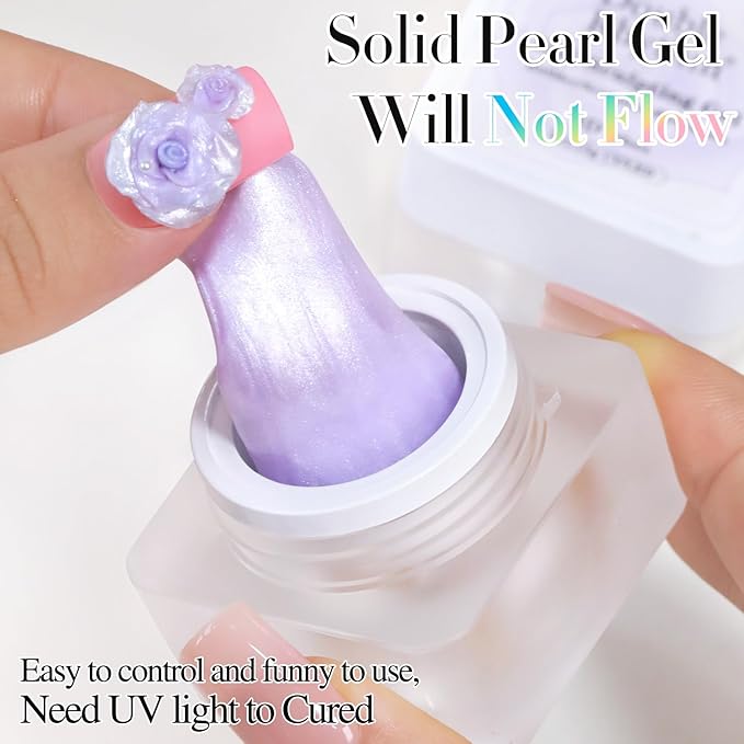 Double Rhythm 3D Nail Gel Pearl Solid Sculpting for Nail Art Non-Sticky Hard for Building Carving Molding Extension Soak Off UV/LED Nail Art Salon Home DIY 0.5 Oz (Purple-Silk 05)-BrightBean Baby