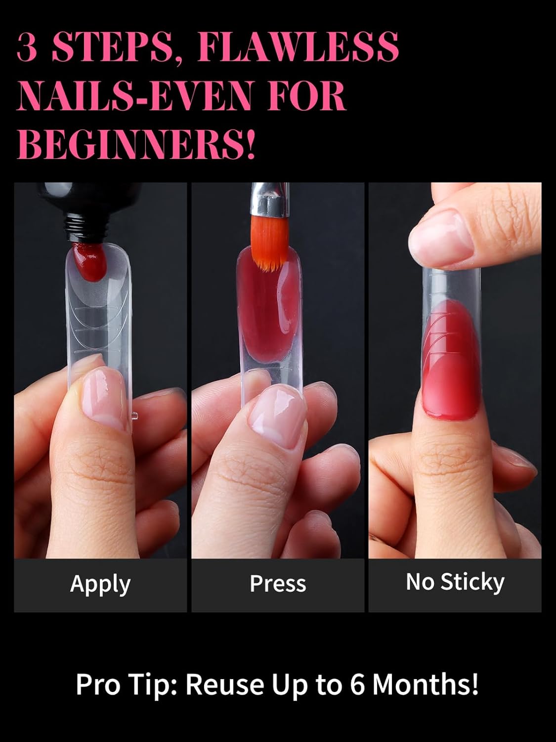 EBANKU 288Pcs Matte Dual Nail Forms, Clear Poly Gel Nail Molds Square Full Cover Coffin Nail Tips Extension Forms for Gel Manicure Nail Art Design Salon&DIY-12 Sizes-BrightBean Baby