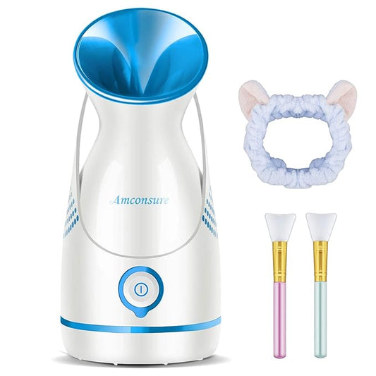 Amconsure Facial Steamer - Nano Ionic Face Steamer Warm Mist Steamer for Home Sauna SPA, Humidifier for Deep Cleaning Unclogs Pores Sinuses(Blue)-BrightBean Baby