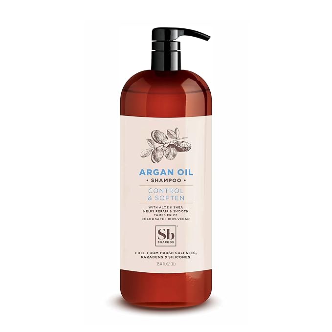 Soapbox Argan Oil Shampoo, Harsh Sulfate Free, Paraben & Silicone Free, Color Safe, and Vegan Hair Shampoo | Control & Soften Shampoo (33.8 Ounces)-BrightBean Baby