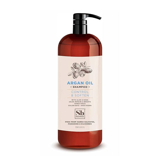 Soapbox Argan Oil Shampoo, Harsh Sulfate Free, Paraben & Silicone Free, Color Safe, and Vegan Hair Shampoo | Control & Soften Shampoo (33.8 Ounces)-BrightBean Baby