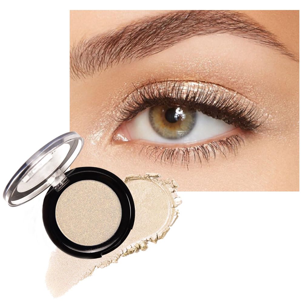 Monochrome Powder Eyeshadow Palette Makeup,Champagne Natural Neutral Single Shimmer Eye Shadow for Older Women,Sparkly Eye Finish,Long Lasting Naturing-Looking-BrightBean Baby