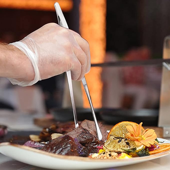 12-Inch Professional Kitchen & Cooking Tweezers Tongs - Stainless Steel Long Tweezer Tongs - BBQ,Plating,Multi-use