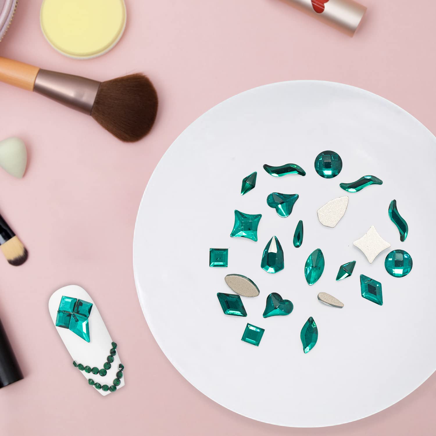 Flatback Crystal Rhinestones - 120 Pcs Multi Shapes Glass Nail Art Decorations for Acrylic Nails DIY Design-BrightBean Baby