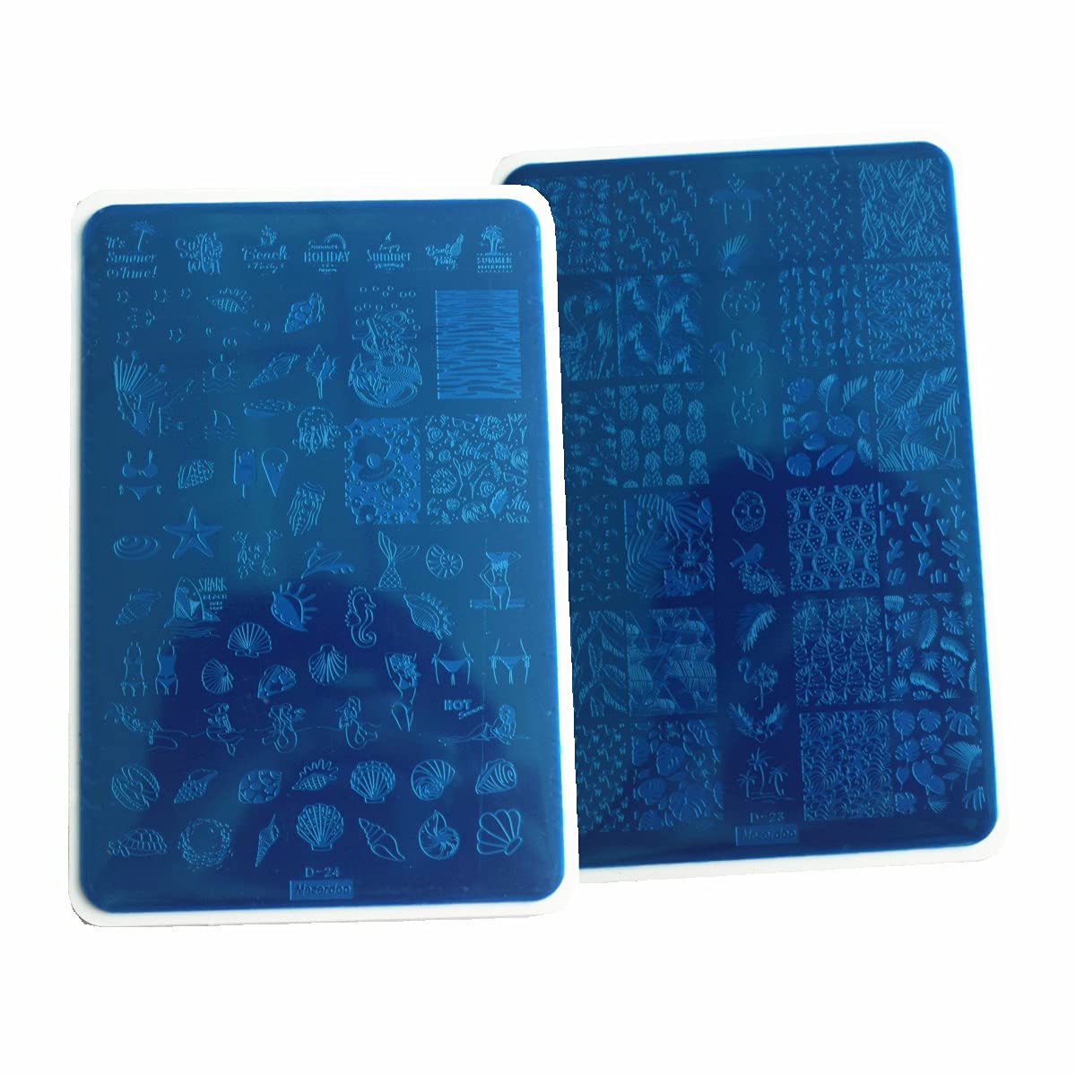 Summer Nail Art Stamping Plates Kit- 2pcs Mermaid Swan Nail Art Plate Templates Flamingo Flowers and Cute Ocean Animals Stamp Templates Set Nails DIY Design Gift for Women-BrightBean Baby