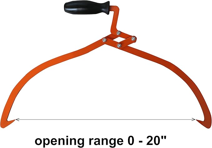 20" Log Tongs Logging Skidding Tongs Non-Slip Grip- Log Lifting, Handling, Dragging & Carrying Tool