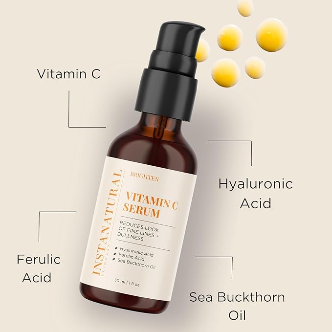 InstaNatural Vitamin C Cleanser and Serum Kit, Brightens and Reduces Signs of Aging, Fine Lines and Wrinkles, with Botanical Extracts-BrightBean Baby