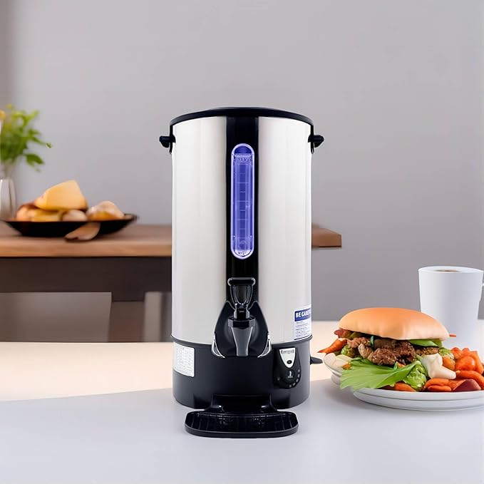 Commercial Electric Kettle Warmer Stainless Steel Hot Water Dispenser Hot Water Boiler And Warmer with Faucet Quick-Temp or Boil for Tea Coffee 1500W 21.7 Liter Capacity