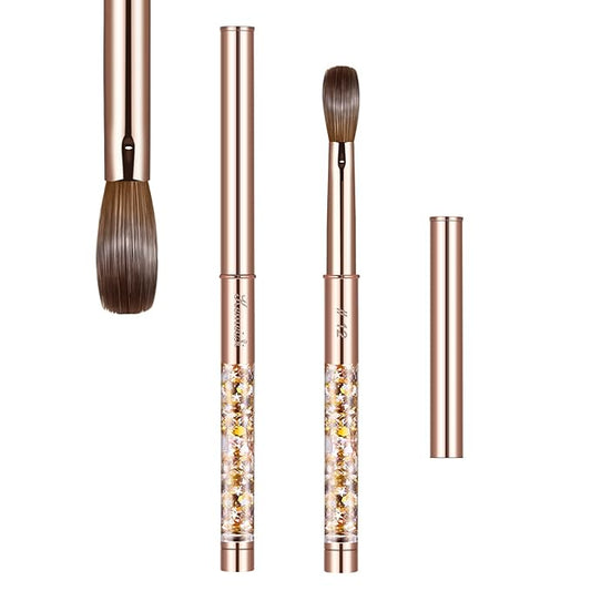 Acrylic Nail Brush Size 12,KEMEISI 100% Pure Kolinsky Nail Art Brushes Sturdy Handle Oval Shaped Acrylic Powder Nail Design Tools for Professional Manicure DIY Home Salon (Gold)-BrightBean Baby