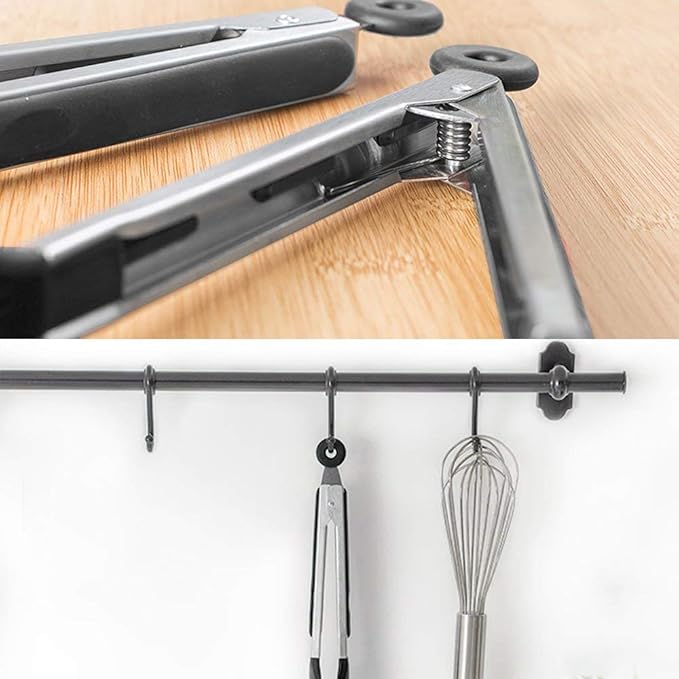 3-Piece Stainless Steel & Silicone Cooking Tongs Set - Black (7", "9", "12 inches) - Heat Resistant, Non-Stick, Locking Handle, Dishwasher Safe