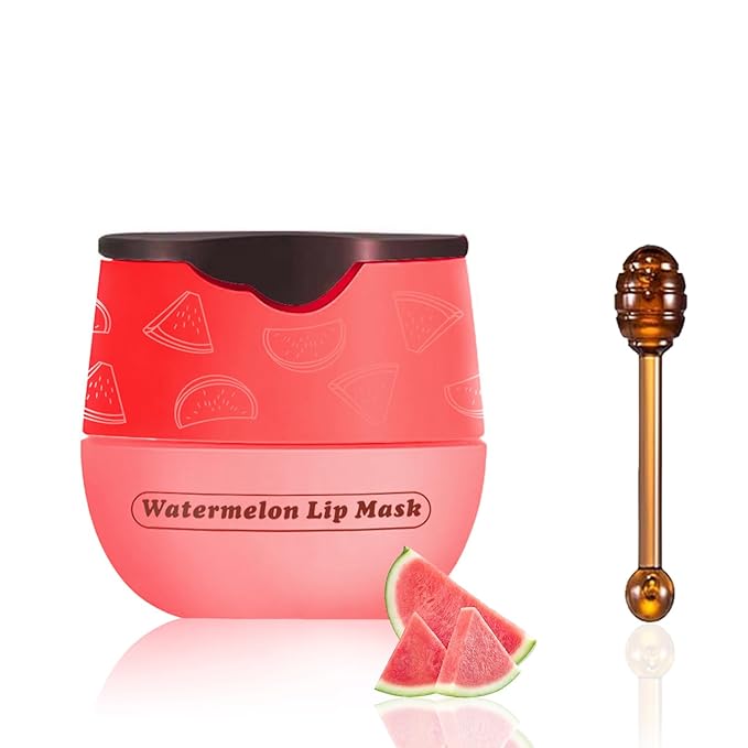 1 PCS Bee Lip Balm Honey Pot, Moisturizing Watermelon Sleeping Lip Balm Lip Mask Overnight, Hydrate Lip Repair Prevent Dry and Cracked Lip Care, Nourishes the Lip Skin, Reduces Lip Lines-BrightBean Baby