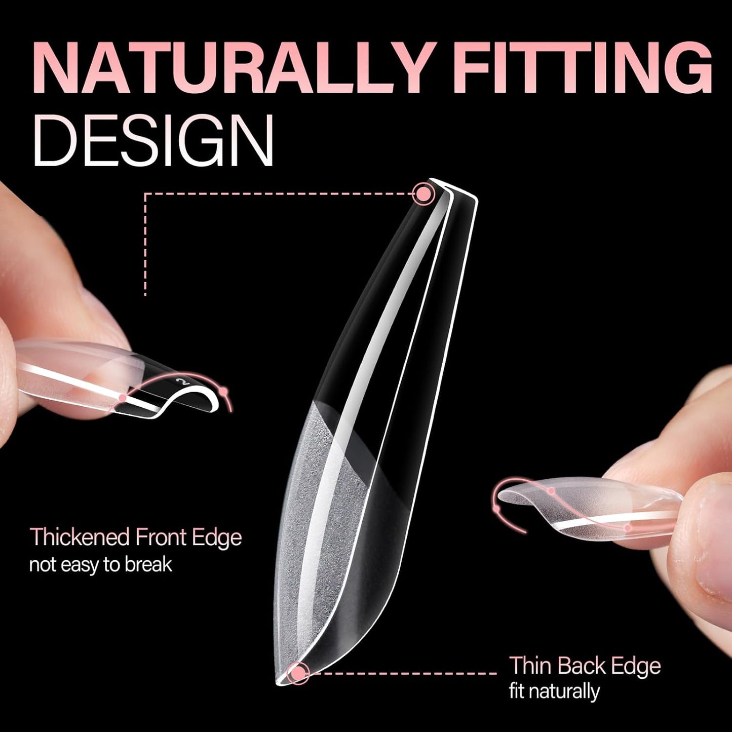 AILLSA Long Coffin Nail Tips Half Matte Full Cover Nails Tip Clear Acrylic Pre-Shaped Tips Flase Press on Nail Tips for Extentions Nails Manicure Salon DIY 216PCS 12 Sizes-BrightBean Baby