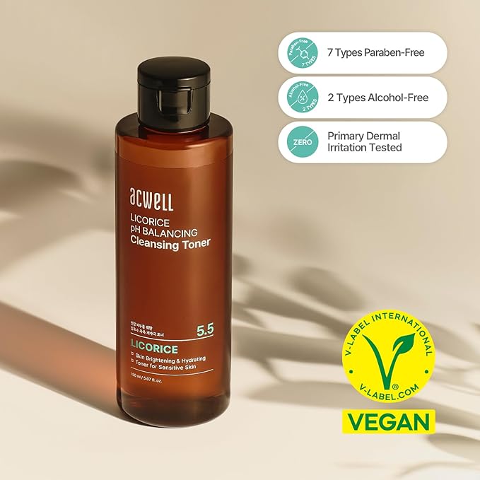 ACWELL Licorice pH Balancing Korean Toner for Cleansing 5.07 fl.oz. - Alcohol-Free PH5.5 Hydrating Facial Astringent - Skin Clarifying & Hydration Boosting Toner-BrightBean Baby
