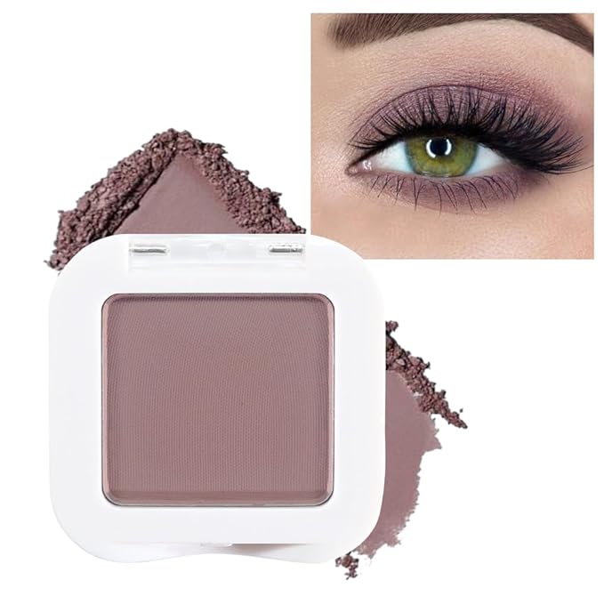 evpct Mauve Taupe Matte Single Eye Shadow Palette Makeup for Older Women, Plum Lavender Purple Natural Cream Eyeshadow Palette for Green Eyes, High Pigment Mini Monochrome Eyeshadow Sombra Para Ojos-BrightBean Baby