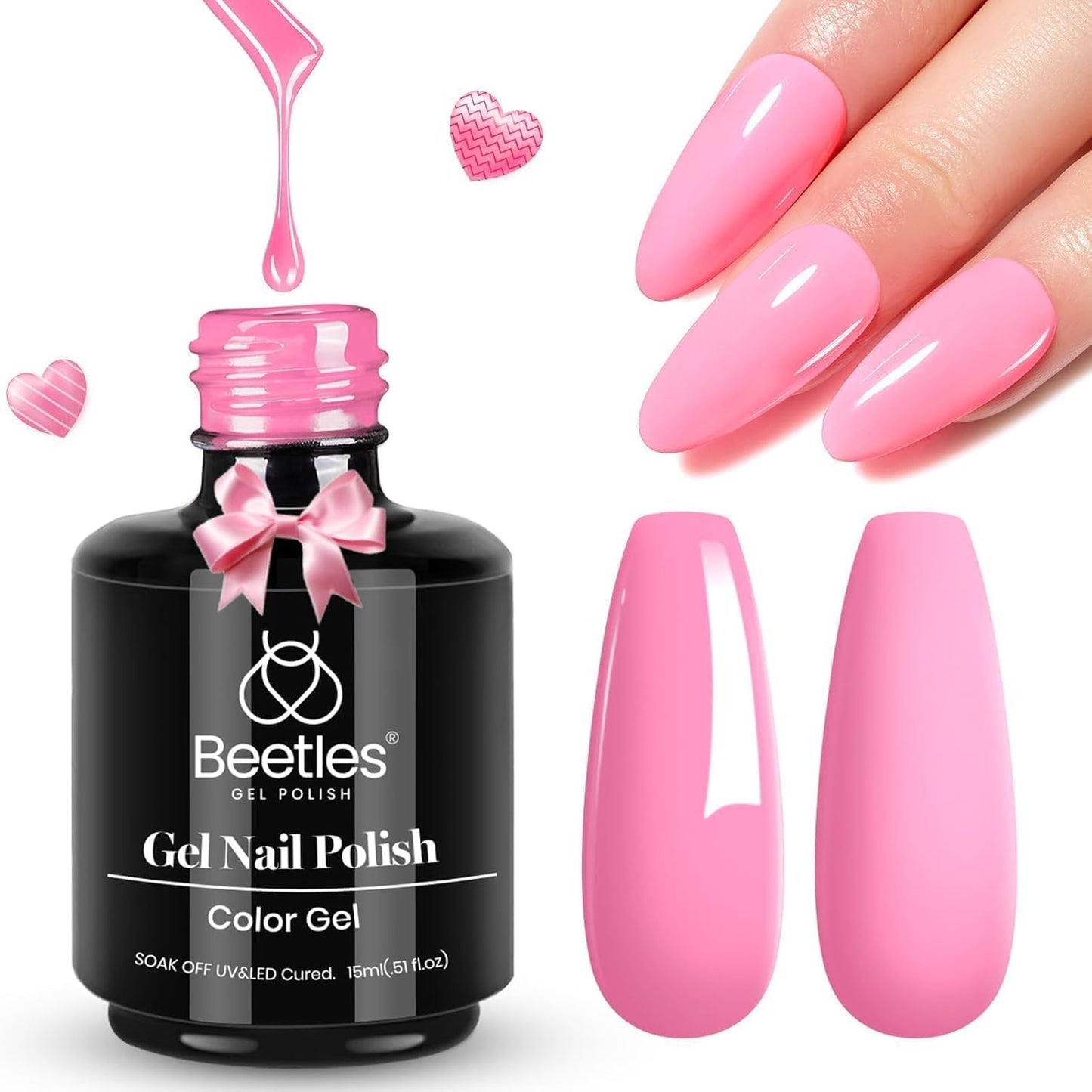 Beetles Pink Gel Nail Polish - Flamingo Feather Light Pink Gel Polish, Soak Off UV LED Nail Lamp Nail Art Manicure Salon DIY Home Gift for Women 15ml-BrightBean Baby