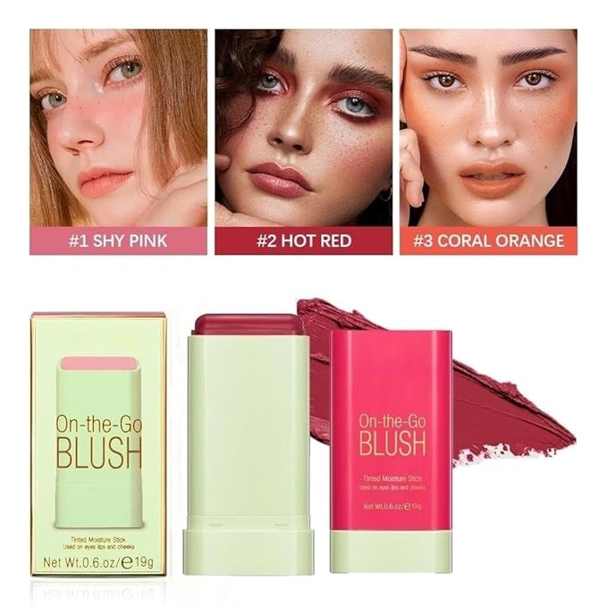 Blush Rare Beauty Liquid Blush Cream Blush Stick For Cheeks Natural Blendable Powder Blusher Stick On The Go Blush Brushes For Makeup Cheeks,Natural Waterproof, Long Lasting (red)-BrightBean Baby