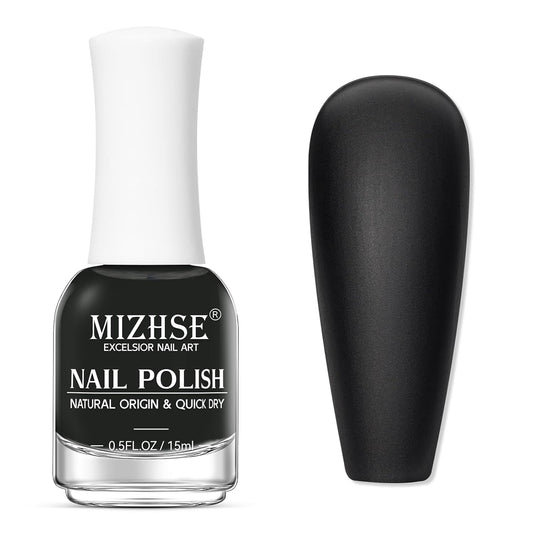 MIZHSE Matte Black Nail Polish, Quick Dry Velvet Black Nail Polish, Non-Gel Air Drying Fast 15 ml Regular Glossy Shiny Finish Nail Lacquer, Full Coverage Nail Art Manicure DIY Home-BrightBean Baby
