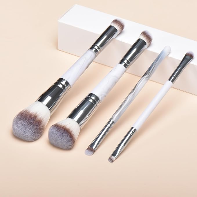 4 pcs makeup brushes, double head makeup brush set, loose powder powder blusher foundation make-up concealer eye shadow eyebrow brush, multi-purpose makeup tools-BrightBean Baby