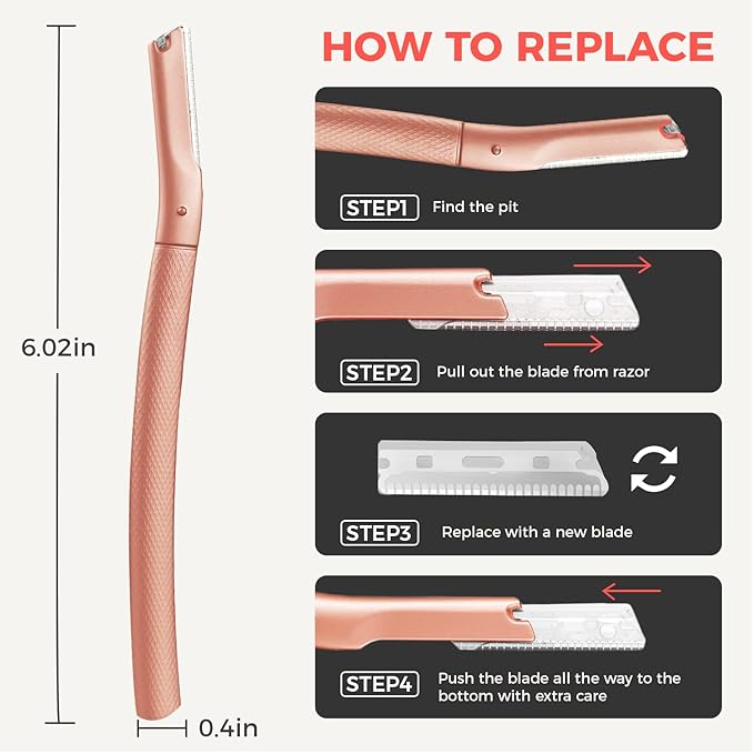 ZOMCHI Eyebrow Razor, Face Razors for Women&Men, Eyebrow Trimmer Shaper with Precision Cover,Facial Shaver with 6 Blades (Rose Gold)-BrightBean Baby