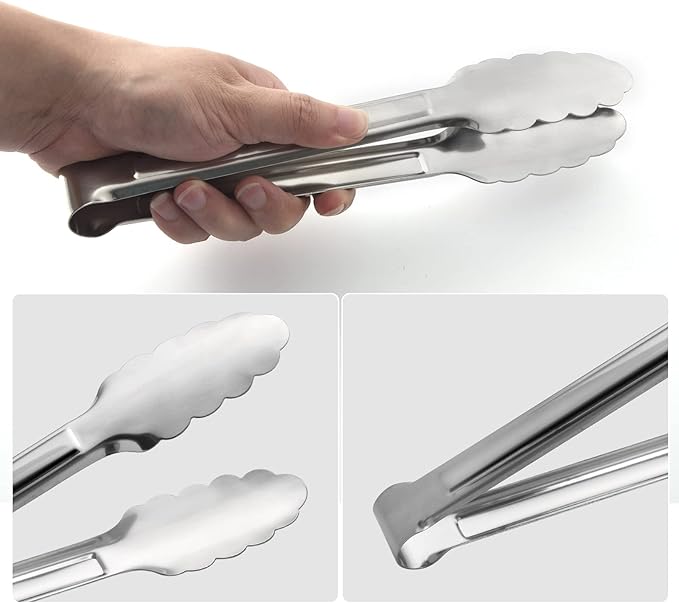 Serving Tongs,Buffet Tongs, ACAUTO Stainless Steel Food Tong Serving Tong Small Serving Tongs Stainless Steel Mini Appetizer Tongs, Set of 6 (7 Inch)