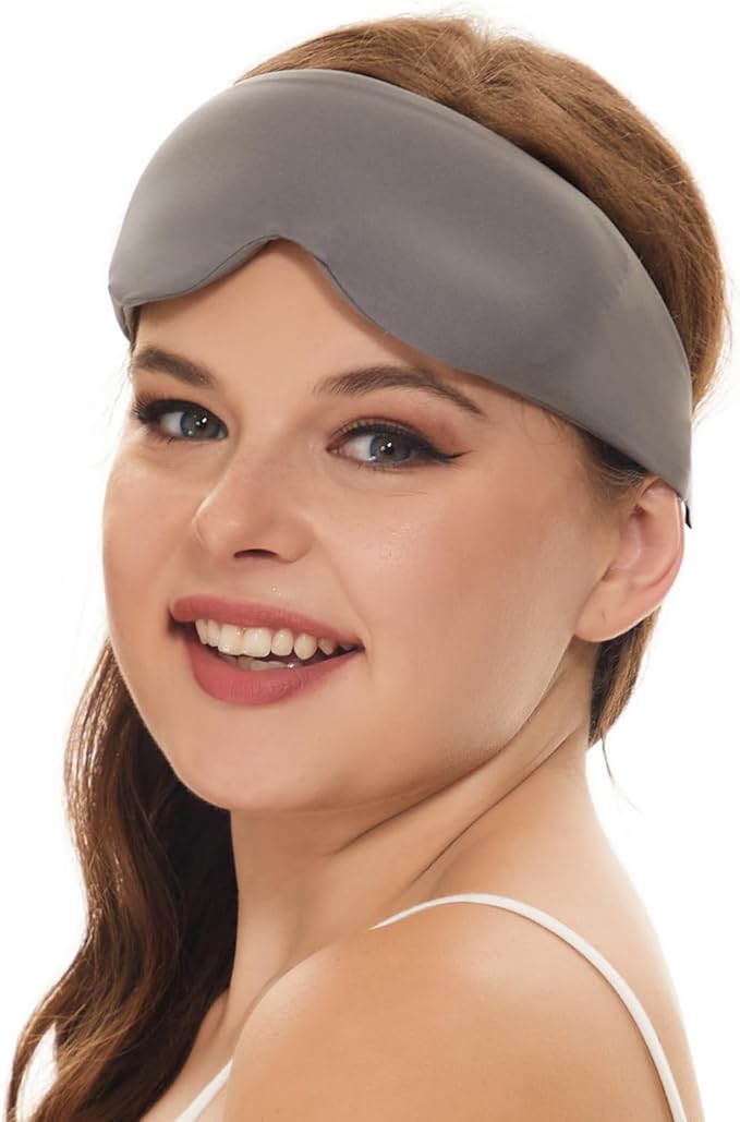 ALASKA BEAR Sleep Mask for Side Sleepers Patented Design, Cup-Shaped and Extra-Soft, 100 Blackout Eye Mask Shades Cover for Men and Women Home or Travel, Machine Washable, Dark Grey-BrightBean Baby