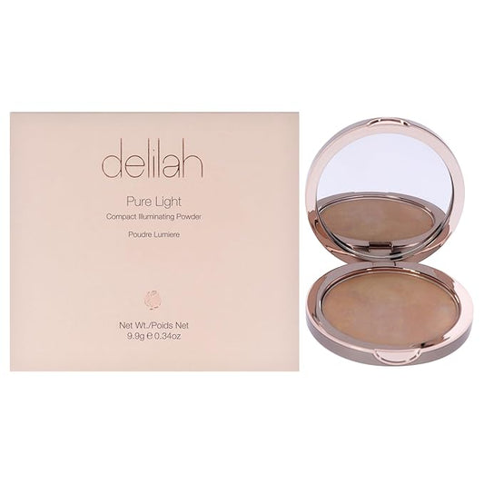 delilah - Pure Light Compact Illuminating Powder - Aura - Lightweight, Long Lasting, Loose Setting Powder Face Makeup For Brightening And Radiant Finish - Light Coverage - Vegan - Cruelty No-0.34 oz-BrightBean Baby