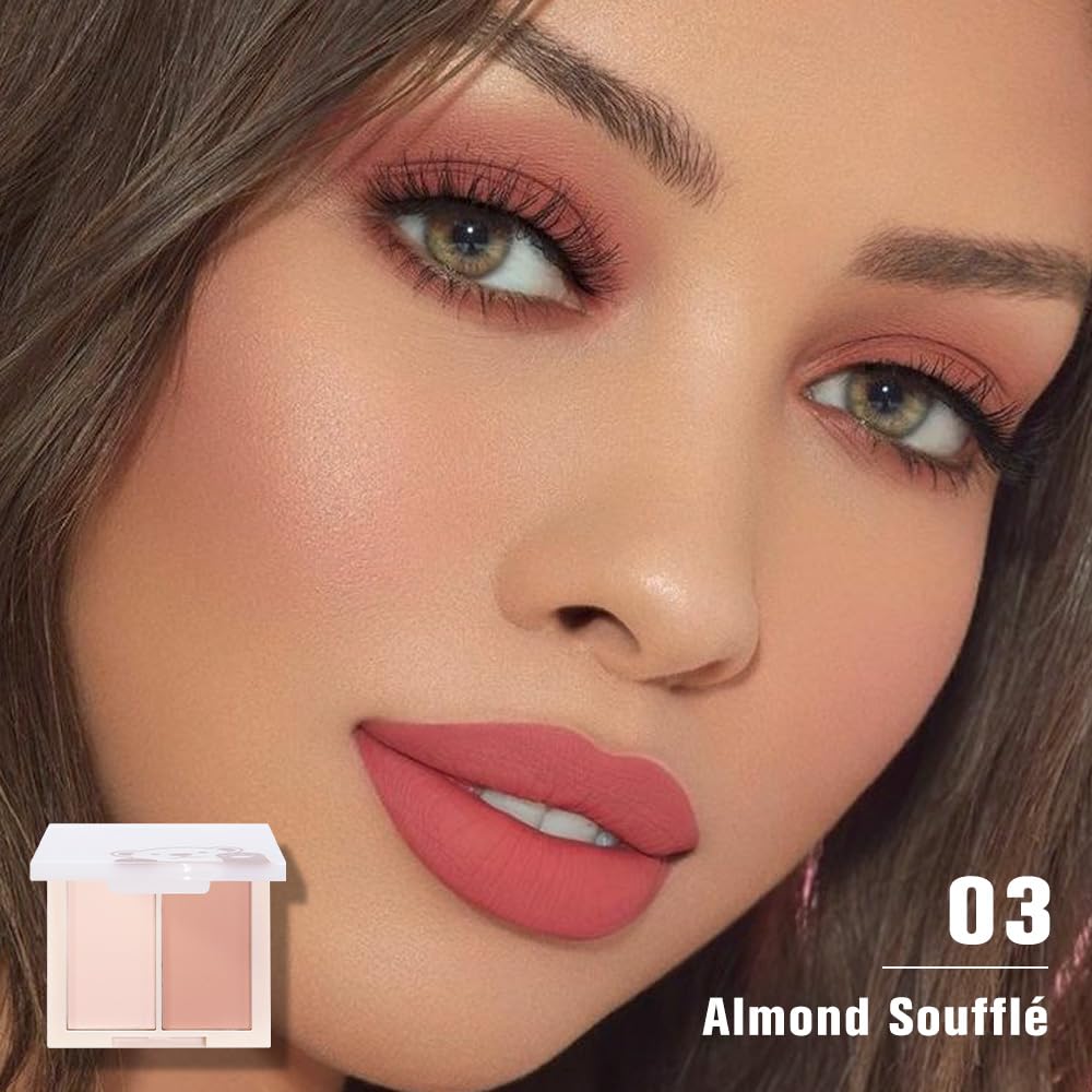 AMY'S DIARY Matte Eyeshadow, Nude Pink Eyeshadow, Ultra-fine Lightweight Powder, Multiuse Blendable Eye shadow and Blush Makeup, Daily Matte Warm Tone Eyes Makeup, Half Pink (03#)-BrightBean Baby