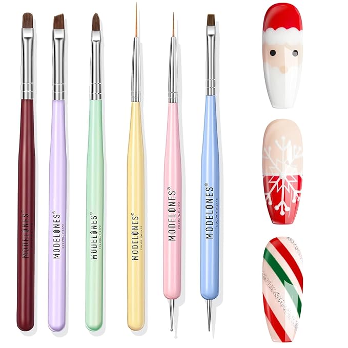 Modelones Nail Art Brushes Set, Nail Brush kit Gel Polish, Extension Gel, Liner, Carving, Apex Building, Dotting Pens Professional Tools for Drawing Painting 3D Design Salon & DIY Use-BrightBean Baby